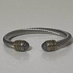 Silver and Gold-Tone Twisted Cuff Bracelet